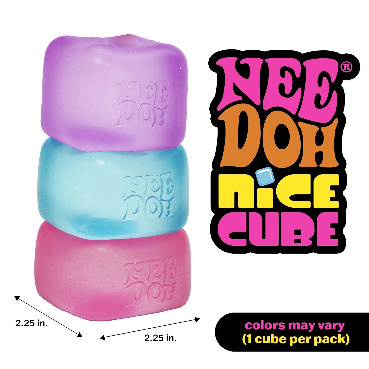 Nee Doh Nice Cube, Satisfying Square Shaped Sensory (1 Piece Random Color)