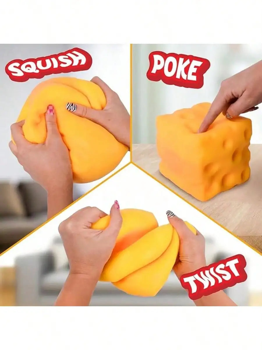 1Pc Squeeze Cheese - Extra Large Soft Squishy Cheese Blocks | Gag Gift, Adult Novelty Toys | 4.25" Giant Stress Ball | Adult Se