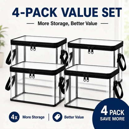 Large Clear Thick Plastic Storage Box with Hinged Lid, Heavy-Duty Durable High-Capacity Organizer for Home, Moving, Attic