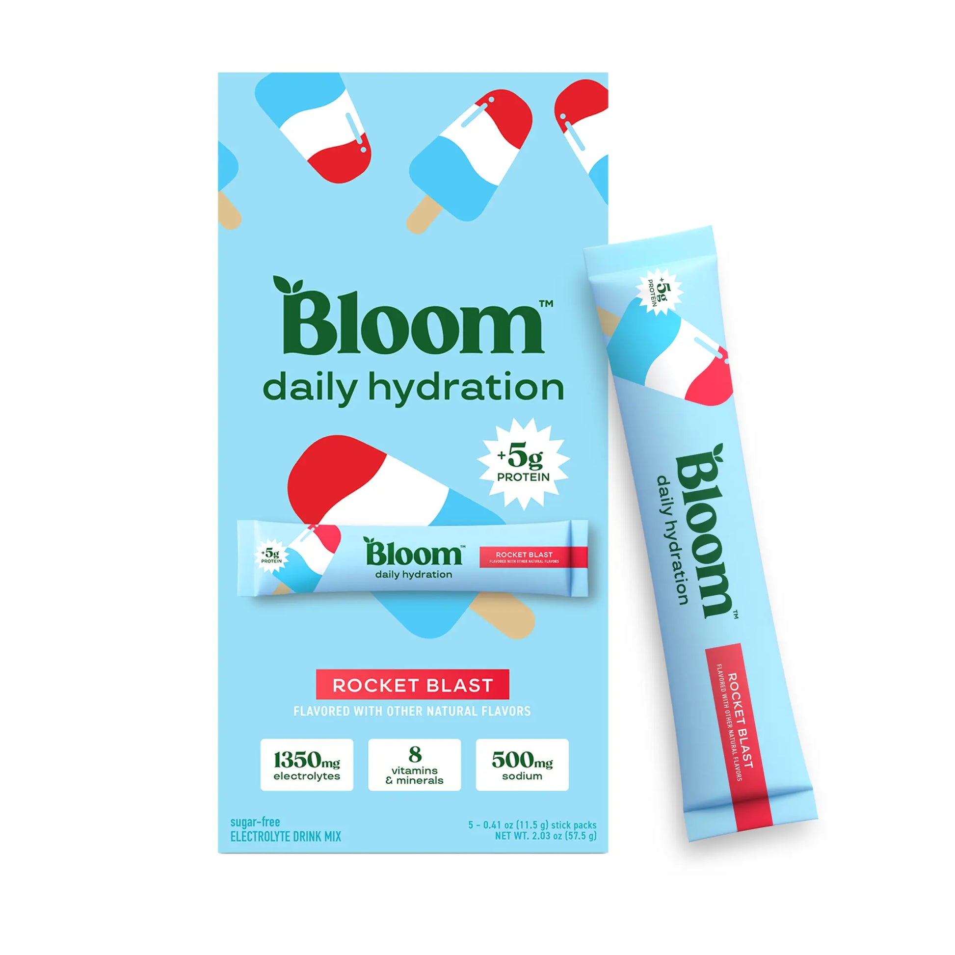 New - Bloom Nutrition Daily Hydration Sticks - 5Ct - 1350Mg Electrolytes, 5G Clear Whey Protein & Collagen, 8 Key Vitamins, Sugar-Free Drink Mix for Hydration, Recovery & Skin Health