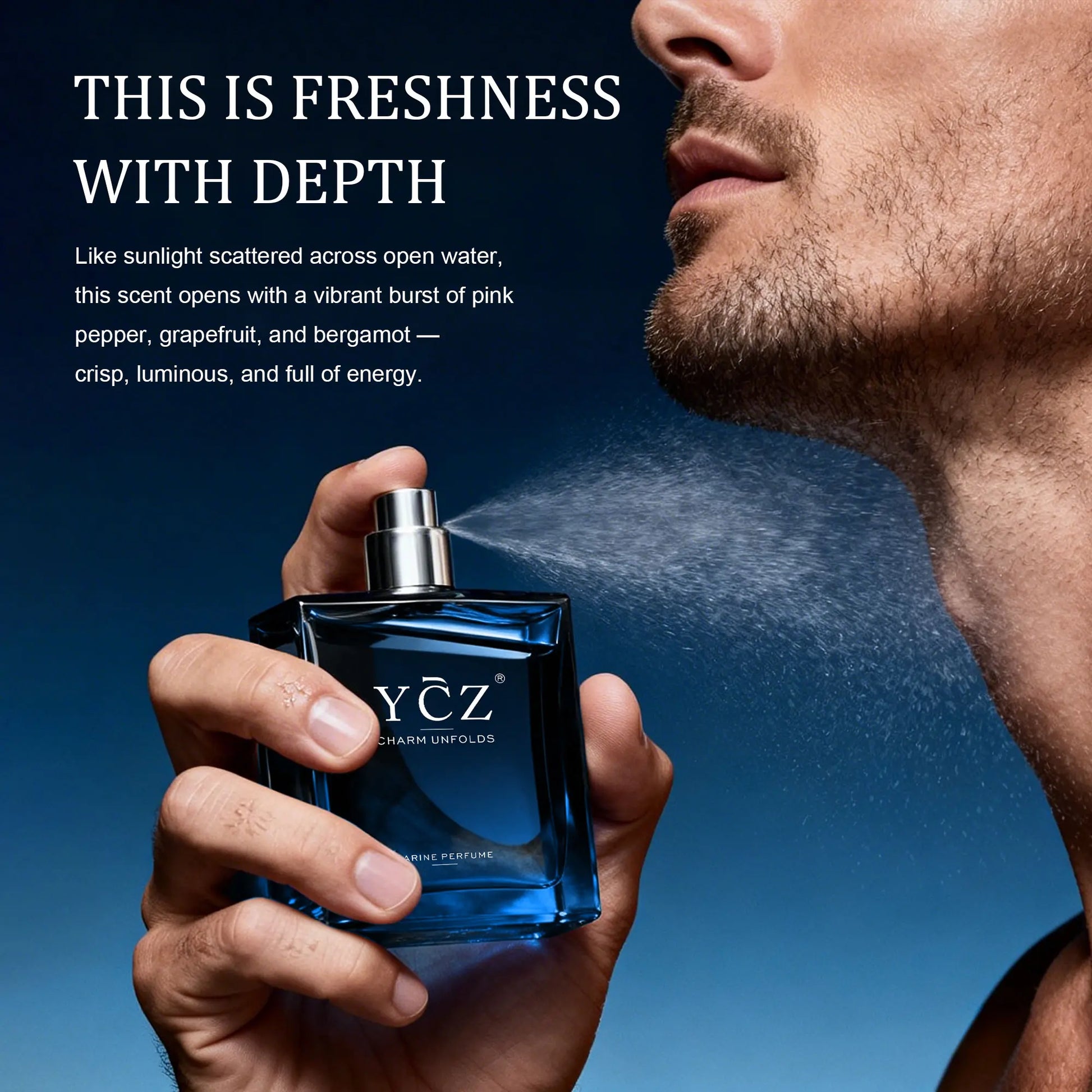 YCZ Midnight Marine Eau De Parfum 50Ml Unisex | Aromatic Aquatic Ocean Fresh Woody Perfume with Bergamot Coconut Amber | Long Lasting Luxury Arabian Fragrance for Men Women | Premium Gift/Ycz Cologne