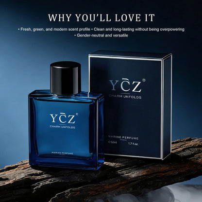 YCZ Midnight Marine Eau De Parfum 50Ml Unisex | Aromatic Aquatic Ocean Fresh Woody Perfume with Bergamot Coconut Amber | Long Lasting Luxury Arabian Fragrance for Men Women | Premium Gift/Ycz Cologne