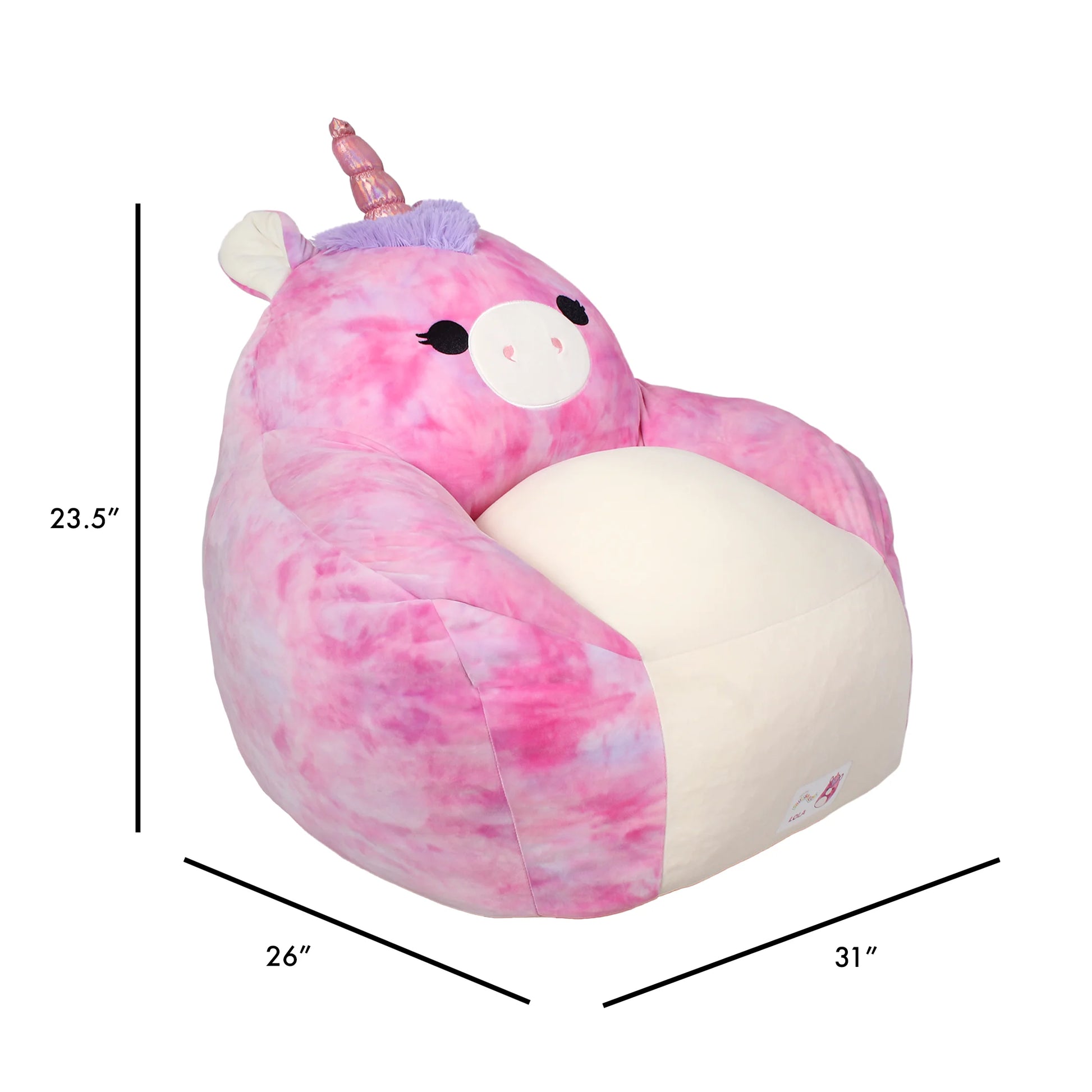 Official Lola Bean Bag Chair - 30 in Wide Kids Squishy Soft Chair, Purple