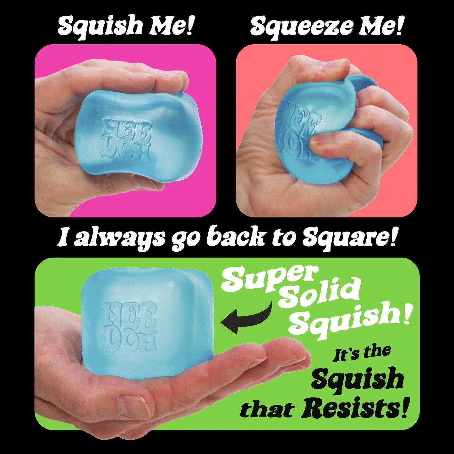 Nee Doh Nice Cube, Satisfying Square Shaped Sensory (1 Piece Random Color)